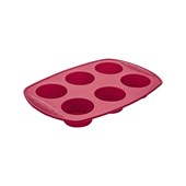 Forma de Silicone para 6 Mini Bolos Redondos Vermelho Euro Home