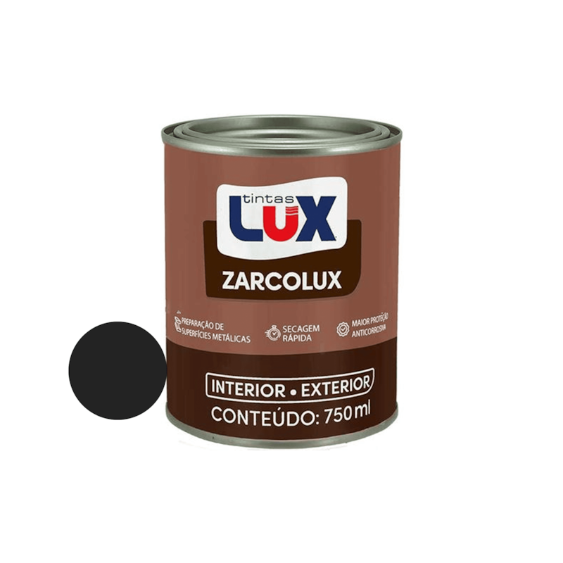 Fundo e Proteção Contra Ferrugem Zarcão Preto 750ml Lux