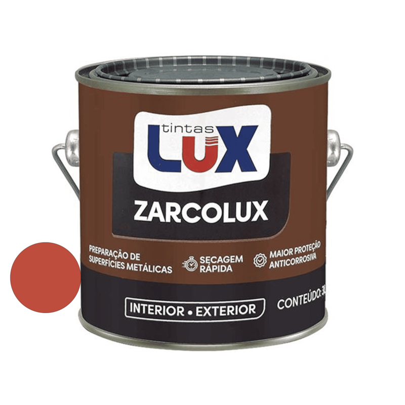 Fundo e Proteção Contra Ferrugem Zarcão Vermelho Óxido 3,6L Tintas Lux