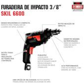Furadeira de Impacto 6600 570W 220V com Chave de Mandril Skil Furadeira de Impacto 6600 570W 220V com Chave de Mandril Skil