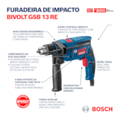 Furadeira de Impacto GSB 13 RE 750W Bivolt Bosch