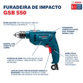 Furadeira de Impacto GSB 550 550W 220V com 14 Acessórios Bosch
