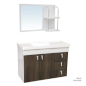Gabinete com Espelho Siena 630x480x315 em MDF Branco/Ipê Sicmol  Gabinete com Espelho Siena 630x480x315 em MDF Branco/Ipê Sicmol