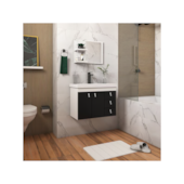 Gabinete com Espelho Siena 630x480x315 em MDF Branco/Preto Sicmol 