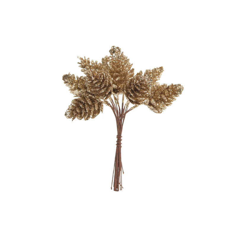 Galho Curto Pinha com Glitter Pick 13cm Cromus