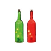 Garrafa Decorativa com Led Estrelas Vermelho/Verde Cromus 
