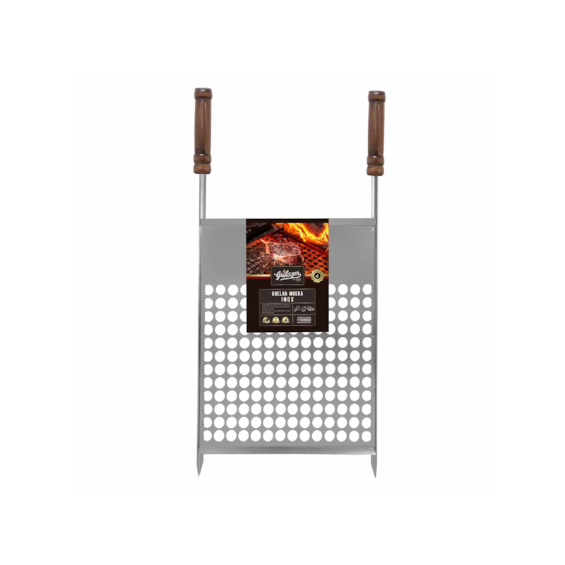 Grelha Moeda Bandeja com Descanso Inox 40x50cm Grilazer