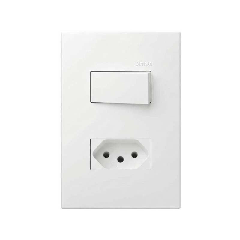 interruptor 1Sec Simples + 1 Tom 2P+T 10A Branco Fosco 35 Simon