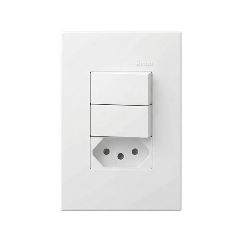 Interruptor 2Sec Simp + 1Tom 2P+T 10A Branco Fosco 35 Simon