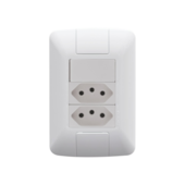 Interruptor Aria 1 Seção Simples + 2 Tomadas 10A Tramontina Interruptor Aria 1 Seção Simples + 2 Tomadas 10A Tramontina