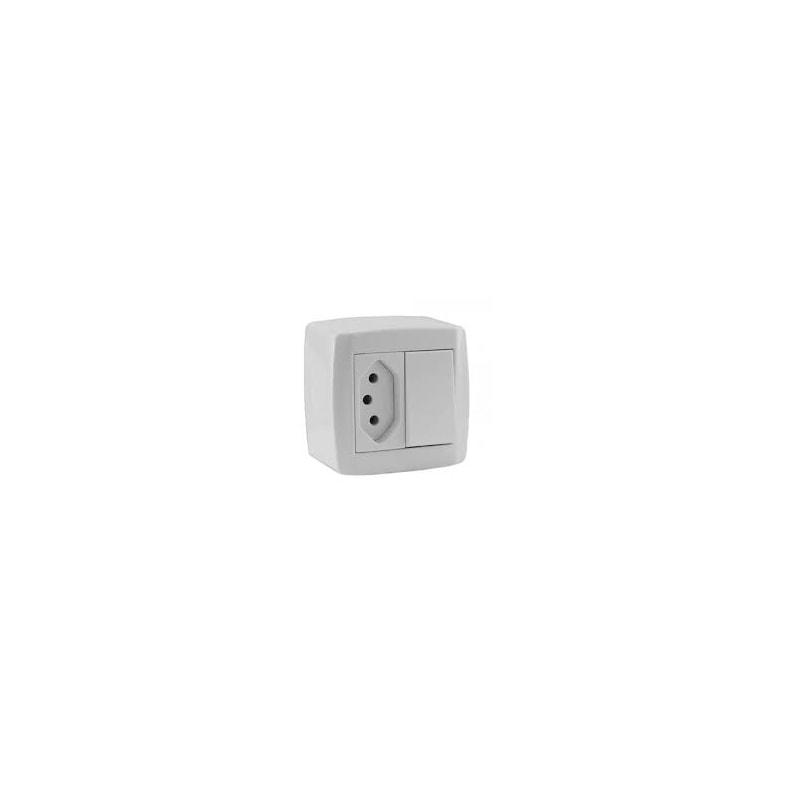 Interruptor com 1Seção +Tomada 20A Sobrepor Ilumi