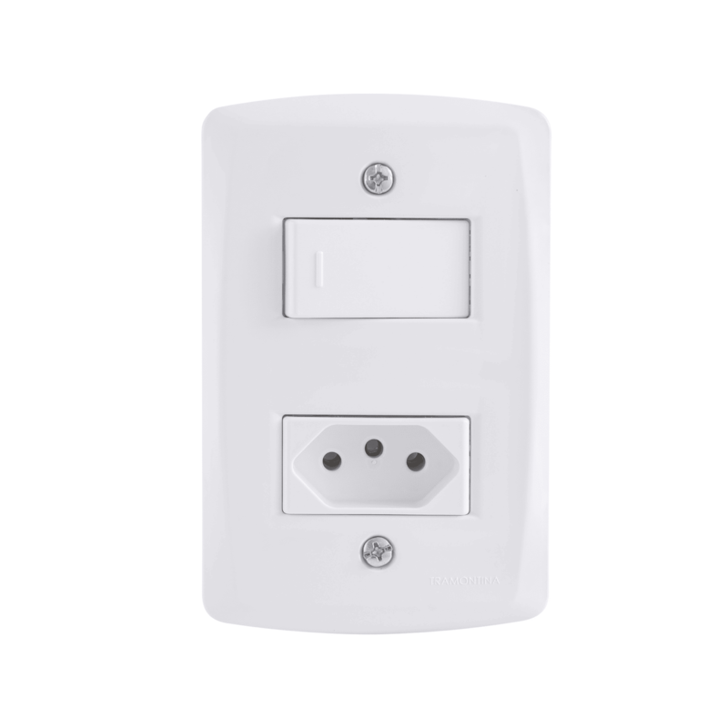 Interruptor com Tomada Lux2 1 Seção Simples 2PT Tramontina