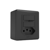 Interruptor Simples 2 Seções + Tomada 10A Sobrepor Preto Enerbras Interruptor Simples 2 Seções + Tomada 10A Sobrepor Preto Enerbras