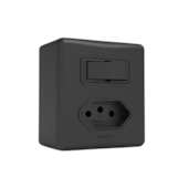 Interruptor Simples + Tomada 10A Sobrepor Preto Enerbras Interruptor Simples + Tomada 10A Sobrepor Preto Enerbras