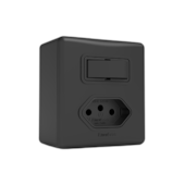 Interruptor Simples + Tomada 20A Sobrepor Preto Enerbras Interruptor Simples + Tomada 20A Sobrepor Preto Enerbras