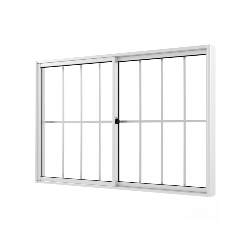 Janela 2 Folhas 100x120cm Vidro Liso Branca com Grade Líder