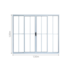 Janela 4 Folhas 100x150 Vidro Liso Branco com Grade Líder