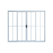 Janela 4 Folhas 100x150 Vidro Liso Branco com Grade Líder