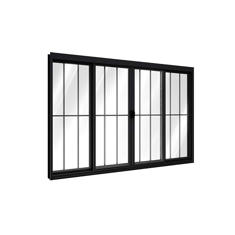 Janela Correr 4 Folhas Preta com Grade 100x150cm PA384.0 Lucasa