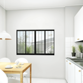 Janela Correr 4 Folhas Preta com Grade 100x150cm PA384.0 Lucasa