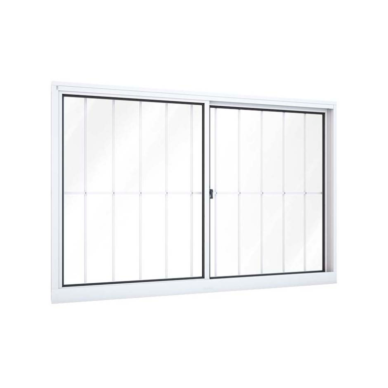 Janela de Correr 100x100cm com Grade 2 Folhas Aluminio Lucasa