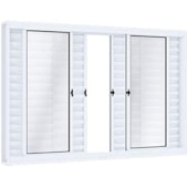 Janela de Correr Aço Veneziana 6 Folhas Sem Grade 100cmx120cm Branco Riobras Janela de Correr Aço Veneziana 6 Folhas Sem Grade 100cmx120cm Branco Riobras