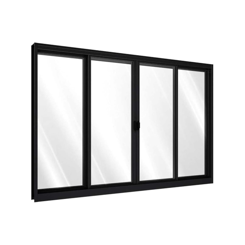 Janela de Correr com 2 Folhas Móveis e 2 Folhas Fixas Preto 100x150cm Riobras