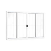 Janela de Correr em Alumínio 4 Folhas Central com Grade 100x150cm Branco Riobras