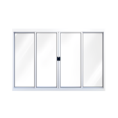 Janela de Correr em Alumínio 4 Folhas Central sem Grade 100x120cm Branco Riobras
