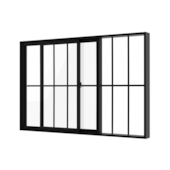 Janela Slim 100x150cm 2 Folhas com Grade e Vidro Reflex Preto Líder