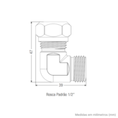 Joelho 90° com Adaptador de Aperto Rápido Rosca 1/2" para Espigão de Gás 3/8" Censi