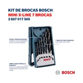 Jogo de Brocas Madeira Mini X-Line 3-10mm 7 peças Bosch