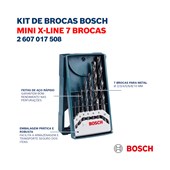Jogo de Brocas para Metal Mini X-Line 2-10mm 7 Peças Bosch