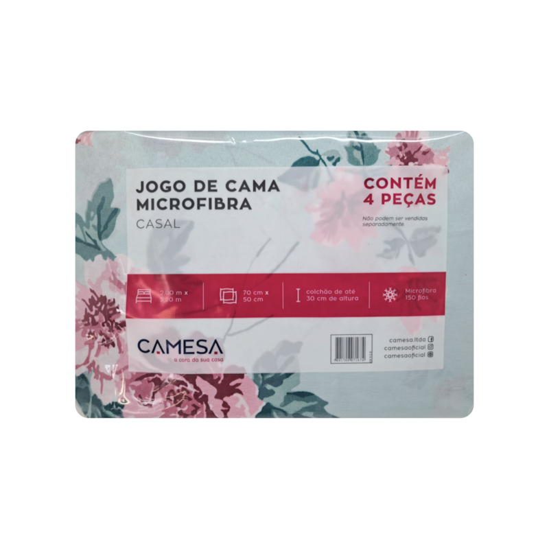 Jogo de Cama Casal Duplo Microfibra 4 Peças Camesa (Modelos Sortidos)