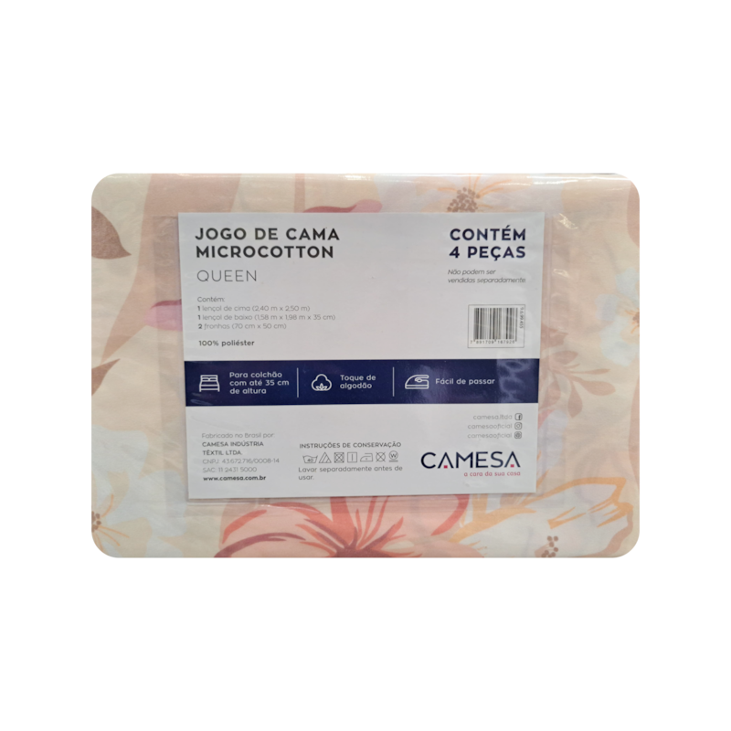 Jogo de Cama Micro Queen Cotton 4 Peças Camesa (Cores Sortidas)