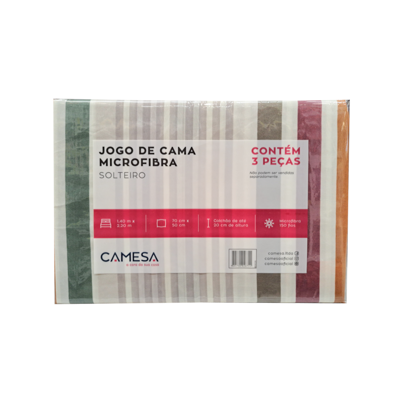 Jogo de Cama Solteiro Duplo Microfibra 3 Peças Camesa (Modelos Sortidos)