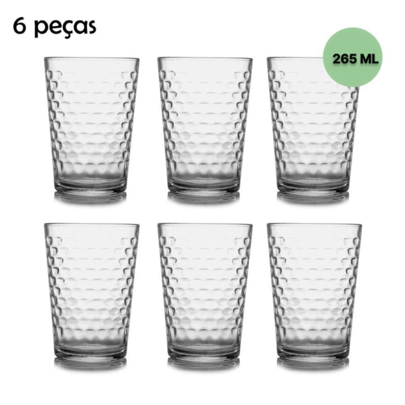 Jogo de Copos Batuque 265ML 6 Peças Nadir