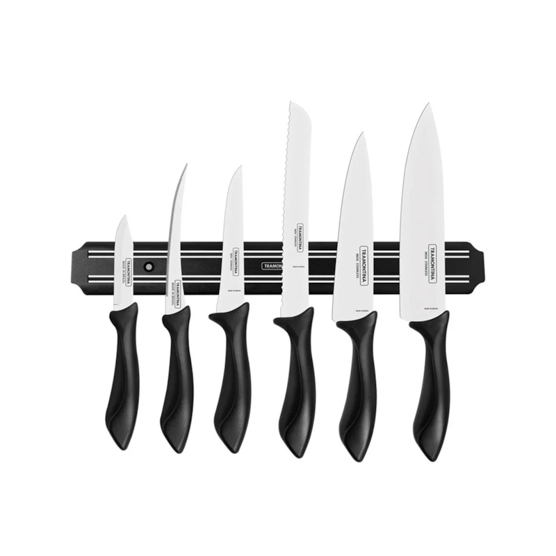 Jogo de Faca 7 Peças Inox Preta Tramontina 