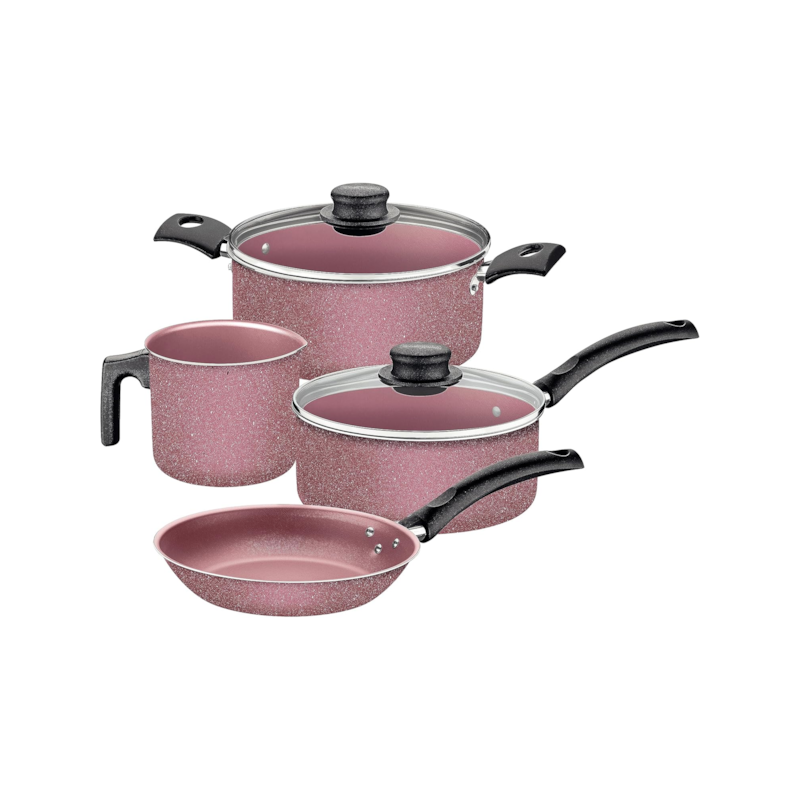 Jogo de Panelas Linz Alumínio Rosa 4 Peças Tramontina