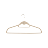 Kit 3 Cabides Veludo Bege com Gancho Frontal Oikos