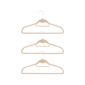 Kit 3 Cabides Veludo Bege com Gancho Frontal Oikos