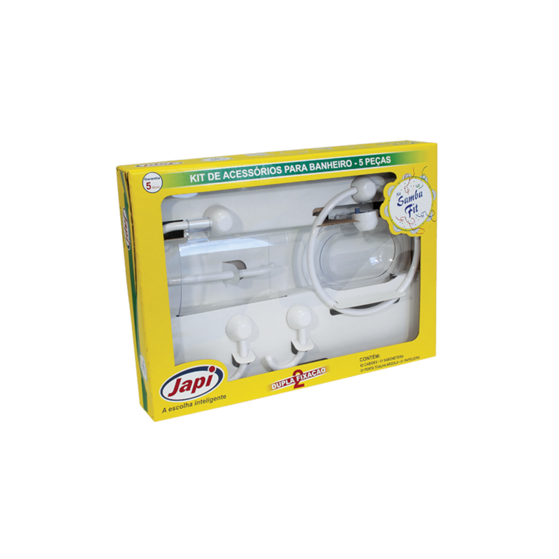 Kit Acessório para Banheiro Samba Fit 5 Peças Branco Japi