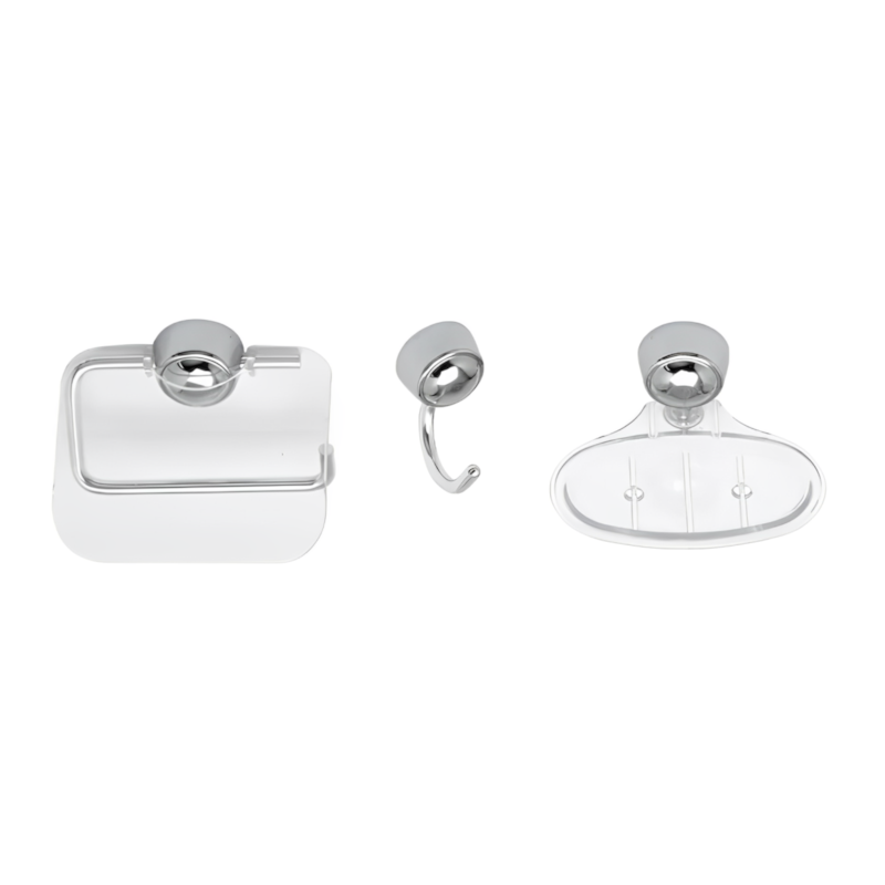 Kit Acessórios para Banheiro 3 Peças Clean Cristal KBMC3 Astra