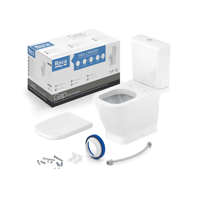 Kit Bacia Sanitária com Caixa Acoplada Completa Gap Branco Roca