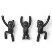 Kit Cabideiro para Parede 3 Peças Preto Umbra  Kit Cabideiro para Parede 3 Peças Preto Umbra