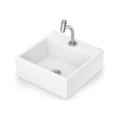 Kit Cuba de Apoio e Torneira Bica Baixa 41x41cm Basic Q1 Branca Celite