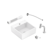 Kit Cuba de Apoio e Torneira Bica Baixa 41x41cm Basic Q1 Branca Celite