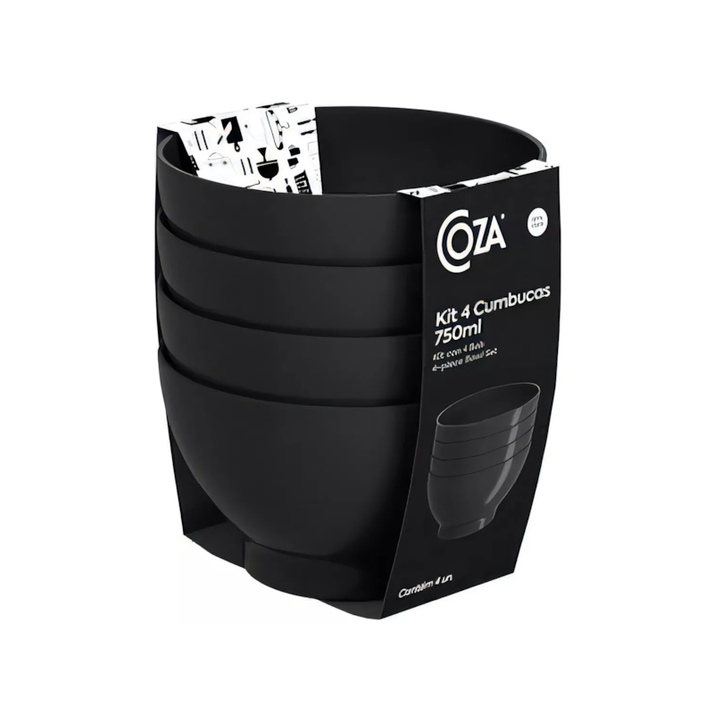 Kit Cumbuca 750ml Pague 3 e Leve 4 Unidades Preto Coza