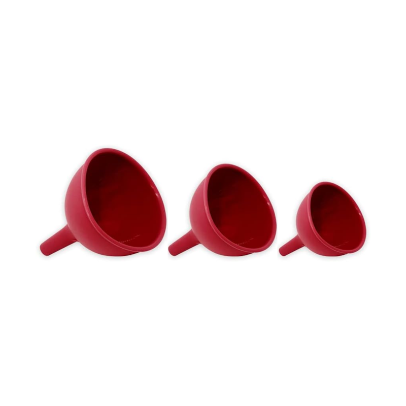 Kit de 3 Funis de Silicone Vermelho Oikos