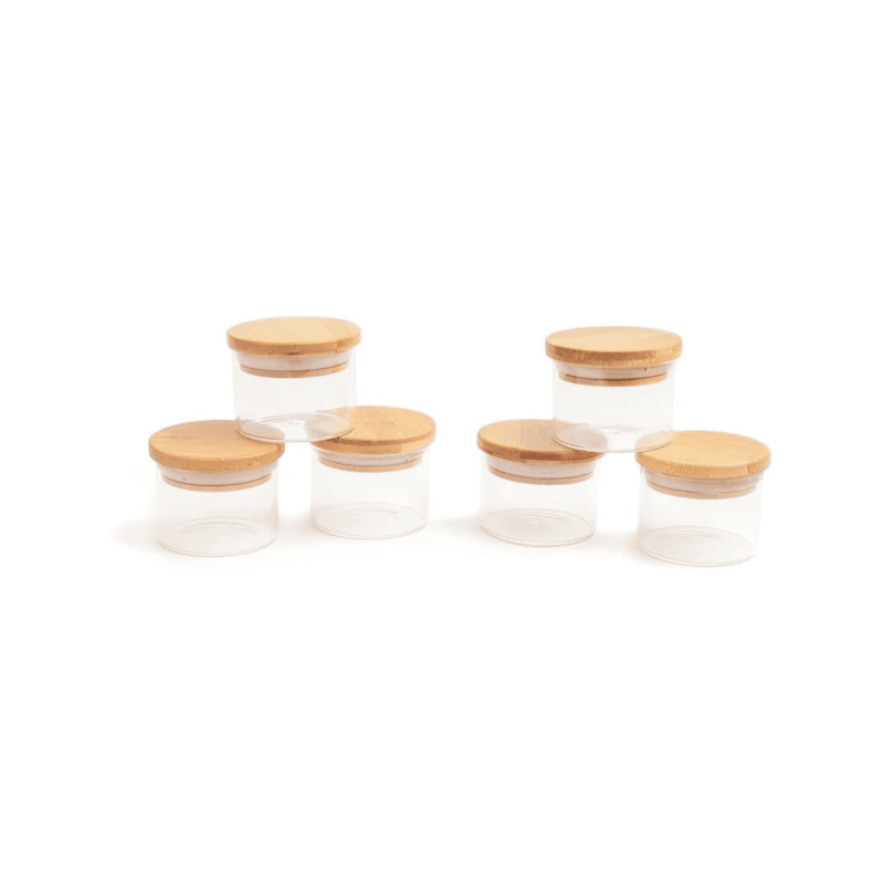 Kit de 6 Potes de Vidro com Tampa Bambu 110ml Oikos